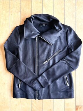 The Kooples SPORT Black Zip-Front Moto Jacket Cost Size Medium